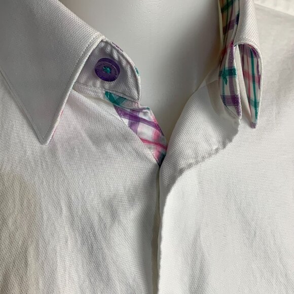 Jared Lang Short Sleeve Contrasting Trim Casual Shirt - Picture 3 of 13